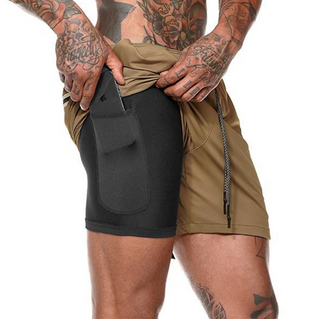 Buy khaki Beach Pants Casual Shorts Mesh Sports Pants