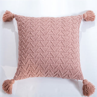 Buy pink Chenille knitted quilted pillowcase