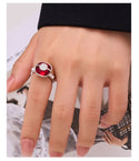 Affordable Luxury Fashion Red Crystal Cube Sugar Open Ring