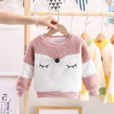 Long-sleeved Warm Sweater With Plush Rabbit Fur For Children And Infants