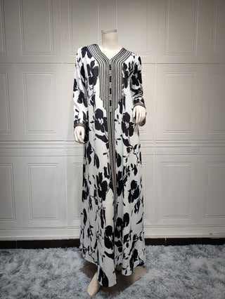 Buy black-and-white Women&#39;s Knitted Lace Casual Dress Robe