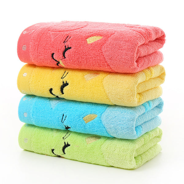 Bamboo Fiber Children's Jacquard Embroidery Notes Cat Small Towel