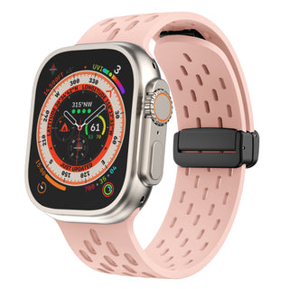 Buy pink Mesh Magnetic Buckle Silicone Strap Iwatch Strap