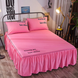 Buy dark-pink Beauty bed cover brushed bed skirt