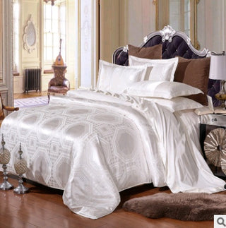 Buy white Luxury European Bedding Satin Jacquard Modal Cotton Tencel Set