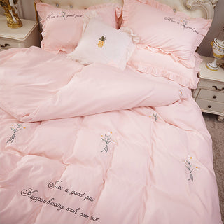 Buy pink-daisy Princess wind bed sheet bed cover