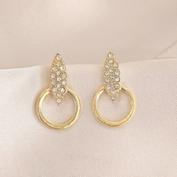 Graceful Geometric Stud Diamond Circle Design High-grade Earrings