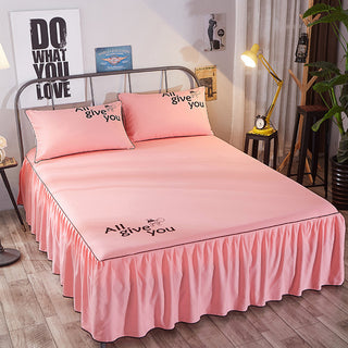 Buy pink Beauty bed cover brushed bed skirt