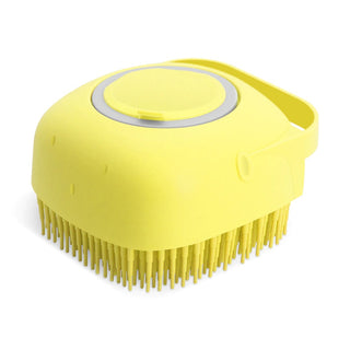 Buy yellow Pet Dog Shampoo Massager Brush Cat Massage Comb Grooming Scrubber Shower Brush For Bathing Short Hair Soft Silicone Brushes