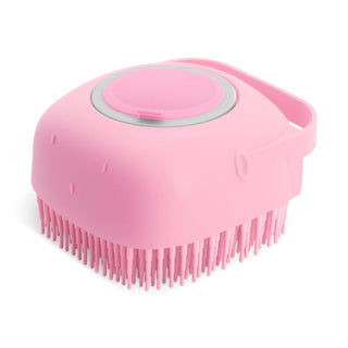 Buy pink Pet Dog Shampoo Massager Brush Cat Massage Comb Grooming Scrubber Shower Brush For Bathing Short Hair Soft Silicone Brushes
