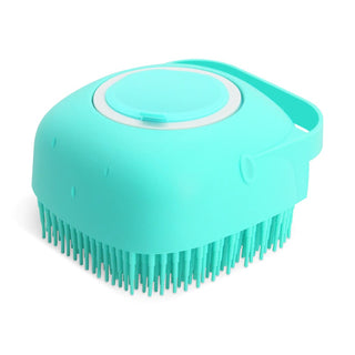 Buy blue Pet Dog Shampoo Massager Brush Cat Massage Comb Grooming Scrubber Shower Brush For Bathing Short Hair Soft Silicone Brushes