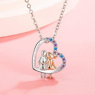 Love Couple Necklace With Colorful Rhinestones Fashion Creative Heart-shaped Necklace For Valentine's Day Gift