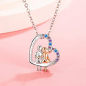 Love Couple Necklace With Colorful Rhinestones Fashion Creative Heart-shaped Necklace For Valentine's Day Gift