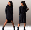 Women's Irregular Hooded Long Sleeve Dress Sweatshirt