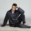 Men's Printed Silk Pajamas Spring And Summer Long-Sleeved Suit