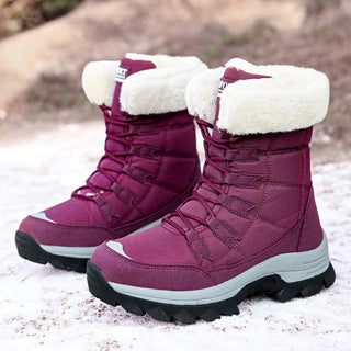 Buy dark-pink Velvet Warm Cotton Snow Boots High Cotton-padded Shoes