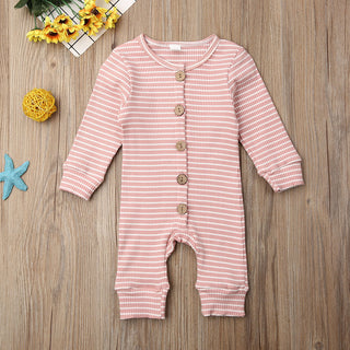 Buy pink Newborn striped jumpsuit knitted warm clothing