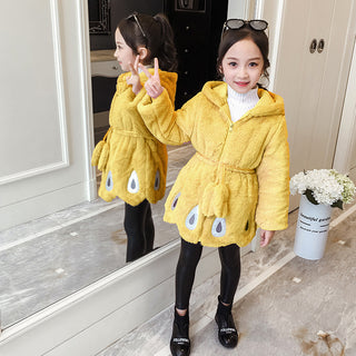 Buy yellow Children&#39;s thick fur coat