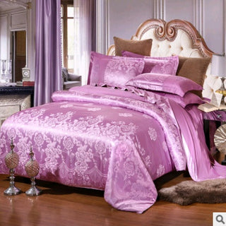 Buy twilight-purple Luxury European Bedding Satin Jacquard Modal Cotton Tencel Set