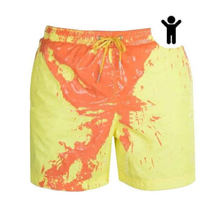 Buy yellow-child Men Magical Color Change Beach Shorts