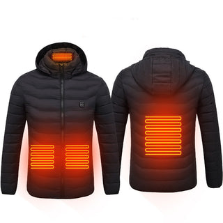 Buy black-zone4 Men&#39;s USB Electric Heated Winter Jacket