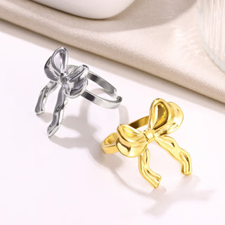 New 18K Gold Stainless Steel Bow Ring