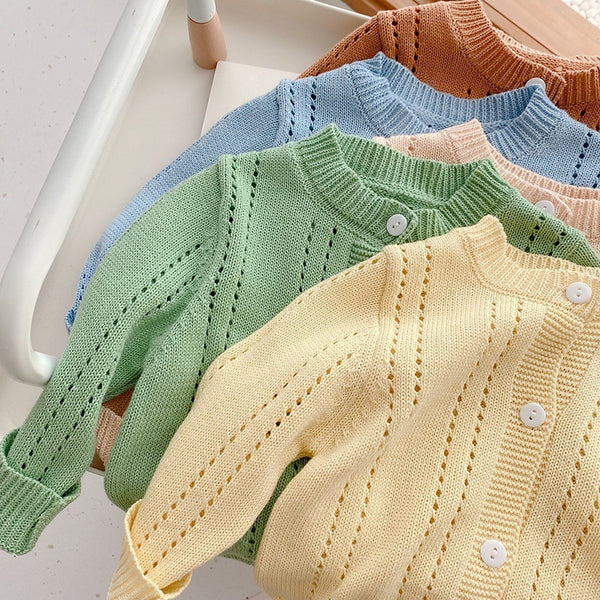 Candy Kids Baby Girls Boys Autumn Winter Full Sleeve Solid Knitted Outwear Coat Sweater