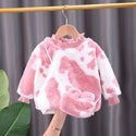 Long-sleeved Warm Sweater With Plush Rabbit Fur For Children And Infants