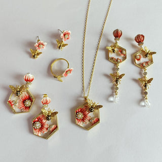 Sweet Romantic Flower Bee Earrings Eardrops Female