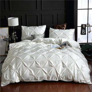 Buy white Three-piece Solid Color Bed Sheet Duvet Cover