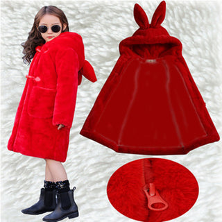 Buy red Thickened Faux Fur Coat For Big Kids