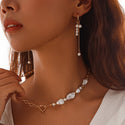 Fashion Pearl Cross Chain Suit Necklace