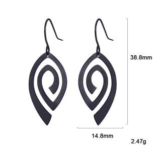 Buy black Women&#39;s Simple Stainless Steel Vortex Pattern Earrings