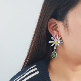 Flower Rhinestone Eardrops Earrings Exaggerated Ladies