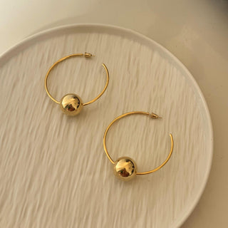 18K Brass Gold Plated Big Circle Ball Earrings