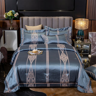 Buy guest-love-dailan Ice Silk Jacquard European Luxury High-end Linen And Cotton Bedding Set