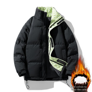 Buy black Stand-up Collar Cotton-padded Coat Men&#39;s Winter Windproof