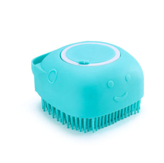 Buy blue Silicone Dog Bath Massage Gloves Brush Pet Cat Bathroom Cleaning Tool Comb Brush For Dog Can Pour Shampoo Dog Grooming Supplies