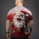 European And American Santa Claus 3D Printed Loose Short Sleeve