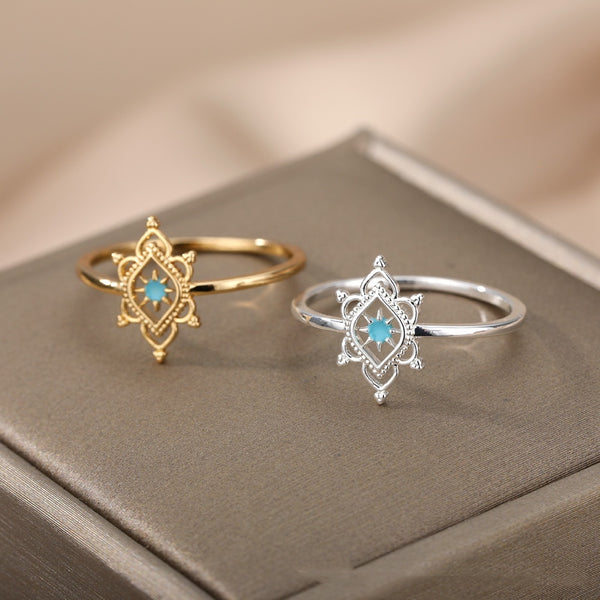 Hexagonal Snowflake Ring Hollow Ring Graceful Personality