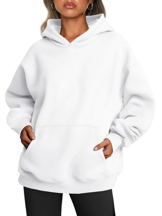 Buy white Women&#39;s Fleece Loose Sweatshirts With Pocket Long Sleeve Pullover Hoodies