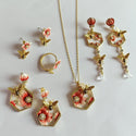 Sweet Romantic Flower Bee Earrings Eardrops Female