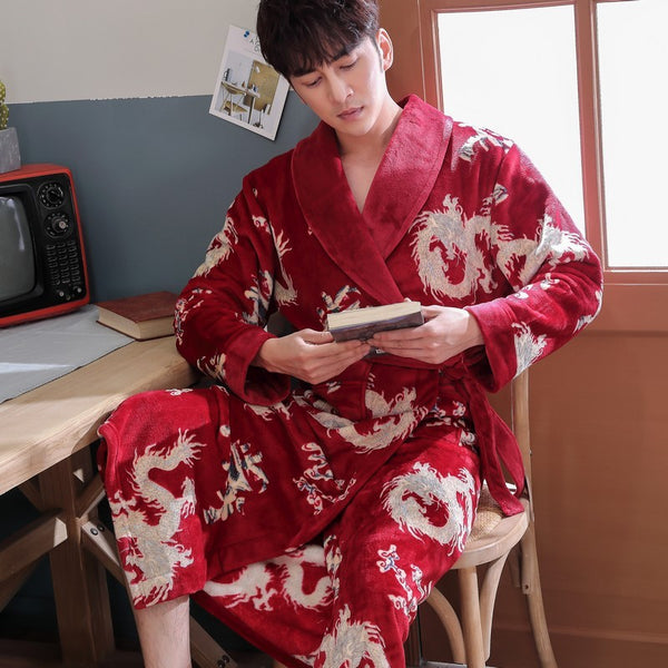 Men's Flannel Nightgown Pajamas Couple Winter