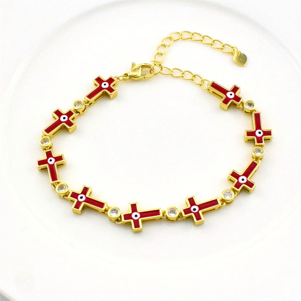 Cross Unique Gold-plated Zircon Bracelet