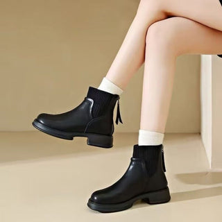 Buy black British Knitted Ankle Boots Thin Booties Martin Boots