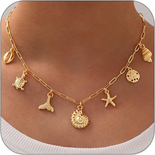 Buy style-three-conch Fashion Shell Sun Starfish Summer Beach Necklace Simple Niche Wear Women