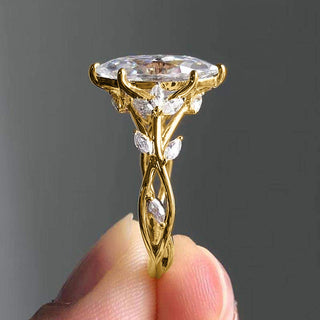 Buy t0281-white-gold-color Zircon Ring Female Court Leaf Vine Design