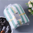 Striped Coral Fleece Soft Towels Suit Soft Skin-friendly Home Wear Blanket Velvet Fabric