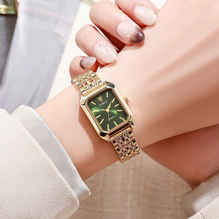 Buy golden-green Fashion Simple Square Steel Strap Women&#39;s Watch