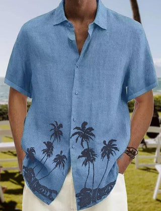 Buy sky-blue Men&#39;s Summer Fashion Trend Beach Casual Short Sleeve